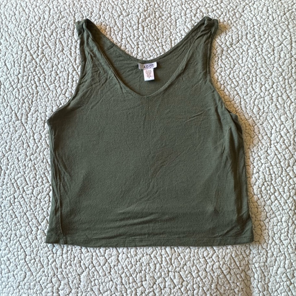 ADC Green Sleeveless Fitted Crop Tank Top!